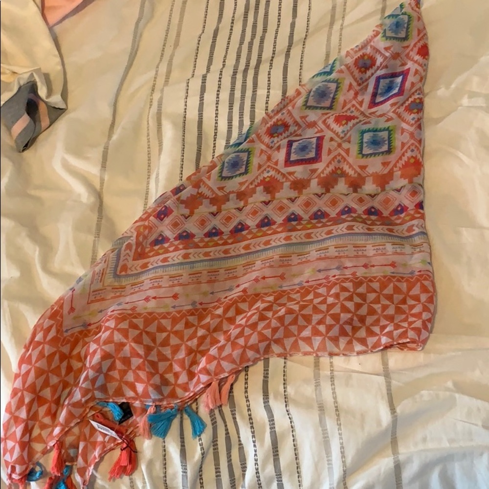Pink Multicolored Graphic Scarf